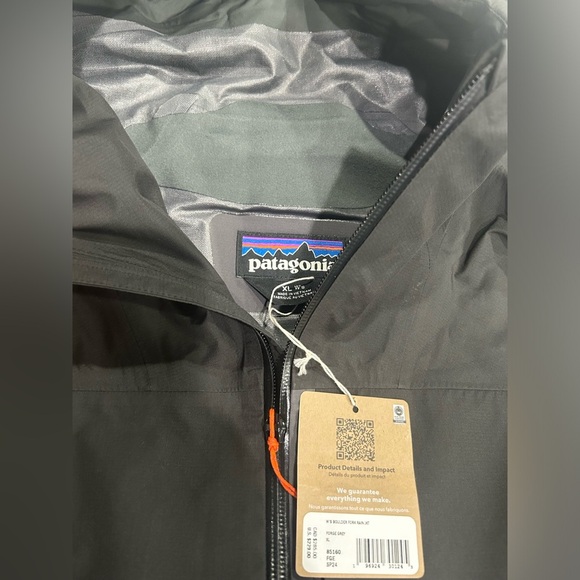 Patagonia Women's XL Boulder Fork Rain Jacket Forge Grey Black NWT - Picture 6 of 9